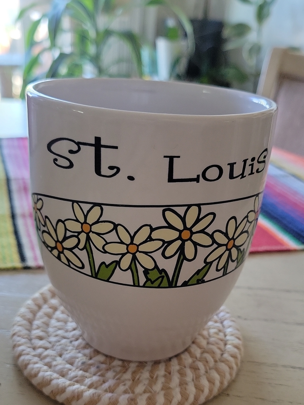 St. Louis Floral Ceramic Mug - White with Yellow & Green